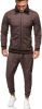 Men's 2 Pieces Tracksuits Jacket and Pants Casual Full Zip Running Jogging Athletic Plaid Sports Sweatsuits - S - Coffee