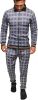 Men's 2 Pieces Tracksuits Jacket and Pants Casual Full Zip Running Jogging Athletic Plaid Sports Sweatsuits - M - Light grey