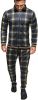 Men's 2 Pieces Tracksuits Jacket and Pants Casual Full Zip Running Jogging Athletic Plaid Sports Sweatsuits - XL - Black