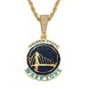 Golden State Warriors Pendant Necklace Copper Inlaid Zircon Personality Fan Memorial Men's Necklace - 96DNJ-gold