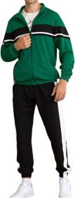 Men's Tracksuits 2 Piece Full Zip Hooded Sweatsuits Casual Running Outfits Slim Fit Gentlemen Jacket and Pants set - M - Green