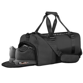 YSSOA Gym Bag for Women and Men; Waterproof Duffel Bag Shoes Compartment; Lightweight Carry; Black; 19 Inch - as Pic