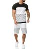 Men's 2 Piece Striped Short Sleeved T Shirt Top and Shorts Set Tracksuit Set for Men S-XXL - S - Blue