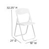 HERCULES Series 500 lb. Capacity Heavy Duty White Plastic Folding Chair with Built-in Ganging Brackets - as Pic