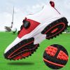 New Waterproof Golf Shoes Luxury Golf Sneakers Outdoor Comfortable Athletic Sneakers Light Weight Walking Shoes for Golfers - White - 40
