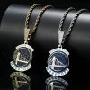 Golden State Warriors Pendant Necklace Copper Inlaid Zircon Personality Fan Memorial Men's Necklace - 96DNJ-gold