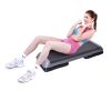 43'' Aerobic Stepper Step Cardio Fitness Exercise Adjust 4''-6''-8'' w/Risers - Black - HDPE+EVA