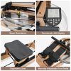 Water Rowing Machine Indoor Wooden Exercise Equipment Home Gym with LCD Monitor - Yellow