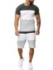 Men's 2 Piece Striped Short Sleeved T Shirt Top and Shorts Set Tracksuit Set for Men S-XXL - S - Blue