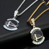 Golden State Warriors Pendant Necklace Copper Inlaid Zircon Personality Fan Memorial Men's Necklace - 96DNJ-gold