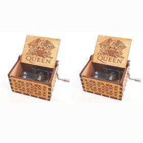 Antique Carved Wooden Hand Crank Spirited Away Music Box Christmas Gift Birthday Gift Party Decoration (Option: Music box 2pc)
