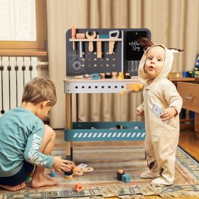 ROBOTIME Wooden Tool Bench For Kids Toy Play Workbench Workshop With Tools Set (Option: WG190)