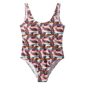 One Piece,Adult Women,Sexy Halter One Piece Swimsuit,Summer Vacation,Swimming,Spa,Surfing,Bath,Pool (Option: Leaves-XXL)