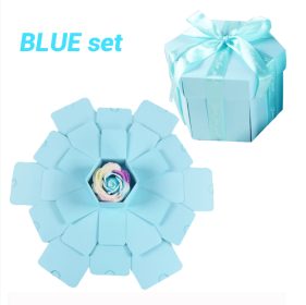 Surprise Explosion Box DIY Handmade Scrapbook Photo Album Gift Box for Valentine Gift (Option: Blue assemble27)