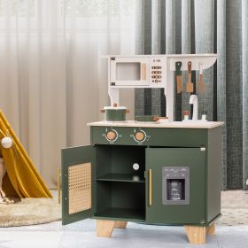 ROBUD Green Wooden Kitchen Toy Set With Accessories Chef Pretend Playset For Kid (Option: WCF04)