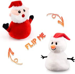 Santa Plush Snowman Plush Toy Reversible Christmas Santa Claus Double Side Stuffed Plushie Soft Doll New Year Birthday Gift for Kids Amazon Platform B (Option: default)