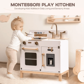 ROBOTIME DIY Pretend Play Kitchen Cooking Toy Set Gift For Boys And Girls White (Option: WCF17)