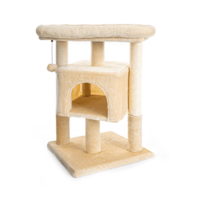 Pefilos 29inch Cat Tree Tower For Indoor Cats Cat Condo With Sisal Scratching Posts, Plush Perch, Cat Bed Furniture, Beige (Color: Beige)