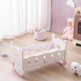 ROBOTIME Wooden Doll Cradle Rocking Baby Doll Crib Reversible Doll Bed For Girl (Option: WRP06)