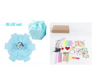 Surprise Explosion Box DIY Handmade Scrapbook Photo Album Gift Box for Valentine Gift (Option: Blue assemble27 tools X)