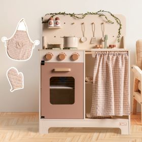 Robud Kids Play Kitchen Set Rustic Wooden Pretend Play Kitchen For Toddlers 3 (Option: WCF11)