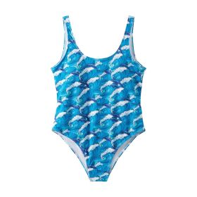 One Piece,Adult Women,Sexy Halter One Piece Swimsuit,Summer Vacation,Swimming,Spa,Surfing,Bath,Pool (Option: Waves-XXL)