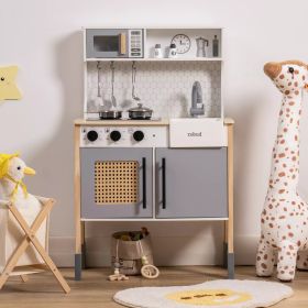 ROBOTIME DIY Pretend Play Kitchen Cooking Toy Set Gift For Boys And Girls Gray (Option: WCF19)