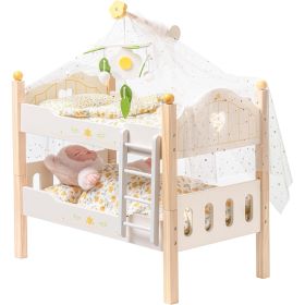ROBOTIME Wooden Baby Doll Beds Doll Bunk Bed Cradle With Ladder For 18in Dolls (Option: WRP12)