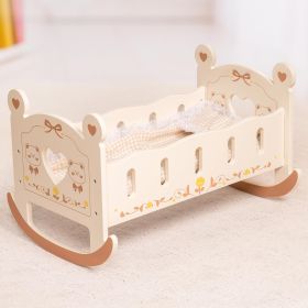 ROBOTIME Doll Crib Wooden Baby Doll Cradle Doll Bed Doll Furniture Accessories Doll Rocking Cradle With Bedding For 18 Inch Dolls (Option: WRP05)